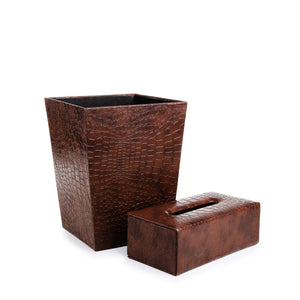 LEATHER COATED BASKET WITH TISSUE BOX