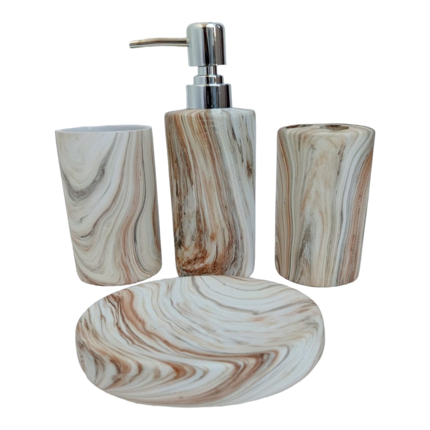 WOOD DESIGN CERAMIC BATH SET