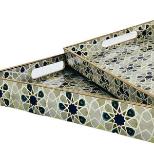 FLORAL RECTANGULAR TRAY (SET OF 2)