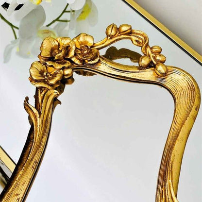 GOLDEN FLORET MIRROR TRAY