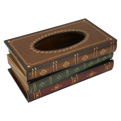 BOOKS DESIGN WOODEN TISSUE BOX