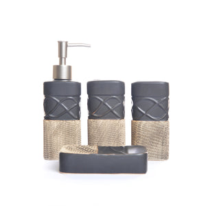 EMBOSSED WAVE LINES BATHROOM SET