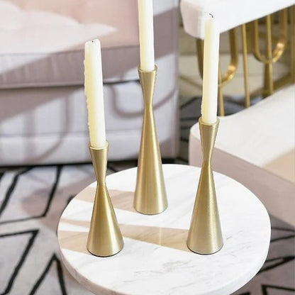 METALLIC CANDLE STICK HOLDERS (3 PCS)