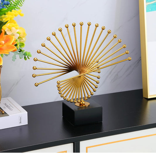 MODERN GOLD ABSTRACT FAN SHAPE DECORATIVE SHOWPIECE