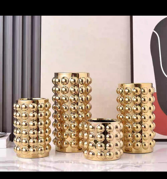 GOLDEN BUBBLE DESIGN VASES (SET OF 4)