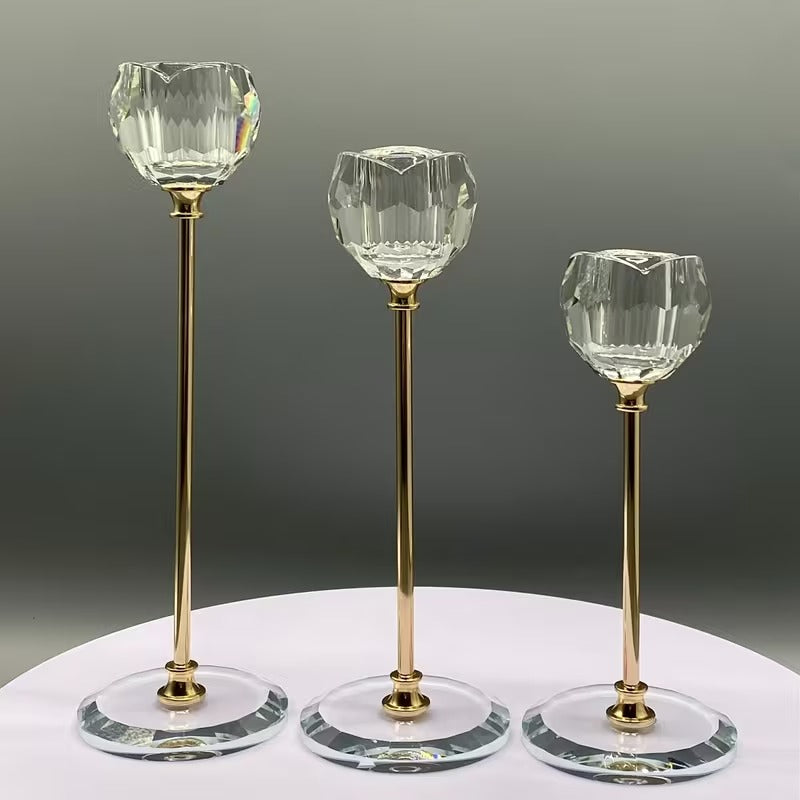LUXURY CRYSTAL CANDLE HOLDERS (SET OF 3)