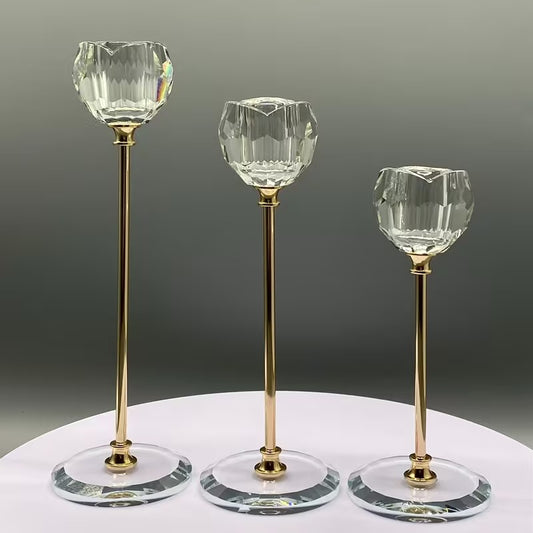 LUXURY CRYSTAL CANDLE HOLDERS (SET OF 3)