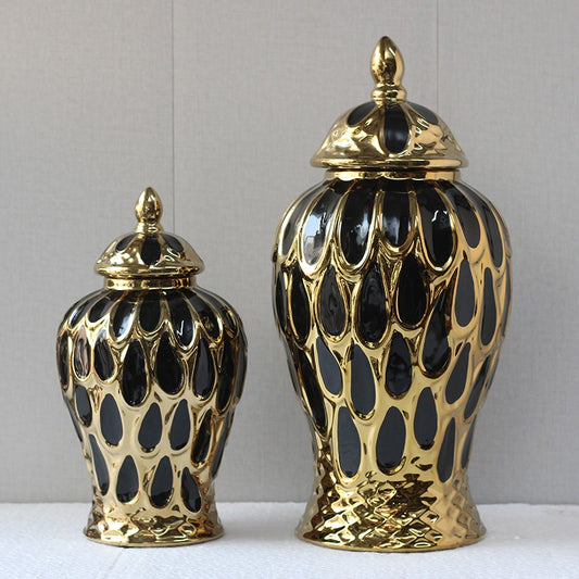 BLACK & GOLDEN CANDY JARS (SET OF 2)