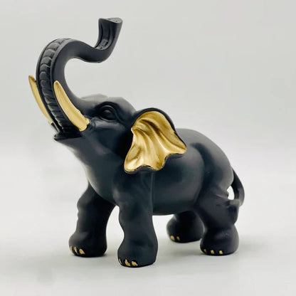 RESIN BLACK ELEPHANT STATUE (SET OF 2)