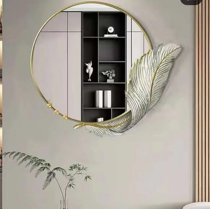 FEATHER DESIGN METALLIC WALL MIRROR