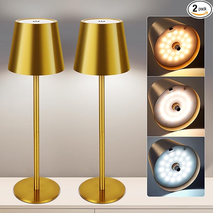 MODERN GOLD CORDLESS LED TABLE LAMP