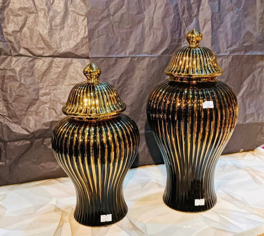 BLACK & GOLDEN CANDY JARS (SET OF 2)