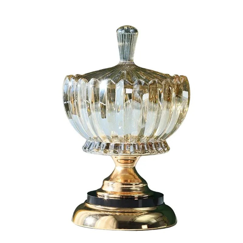LUXURY CRYSTAL BOWL WITH METAL BASE