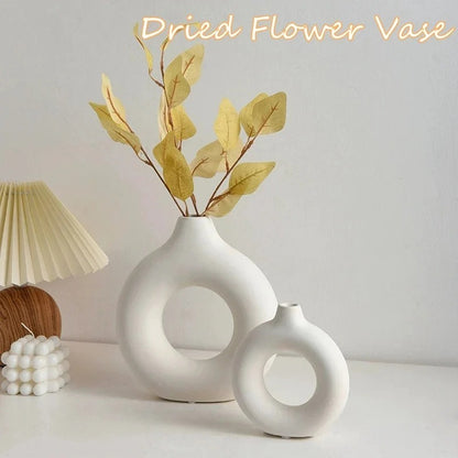 CERAMIC DOUNT SHAPE VASES (SET OF 2)