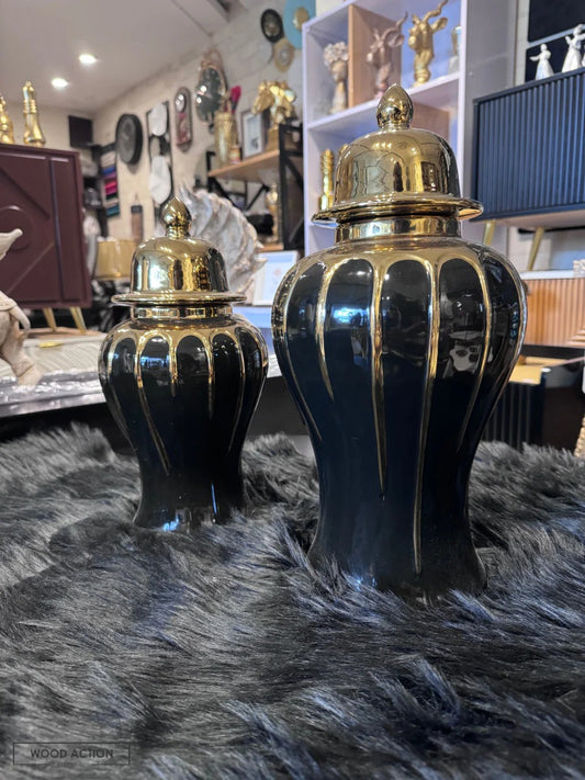 BLACK & GOLDEN CANDY JARS (SET OF 2)