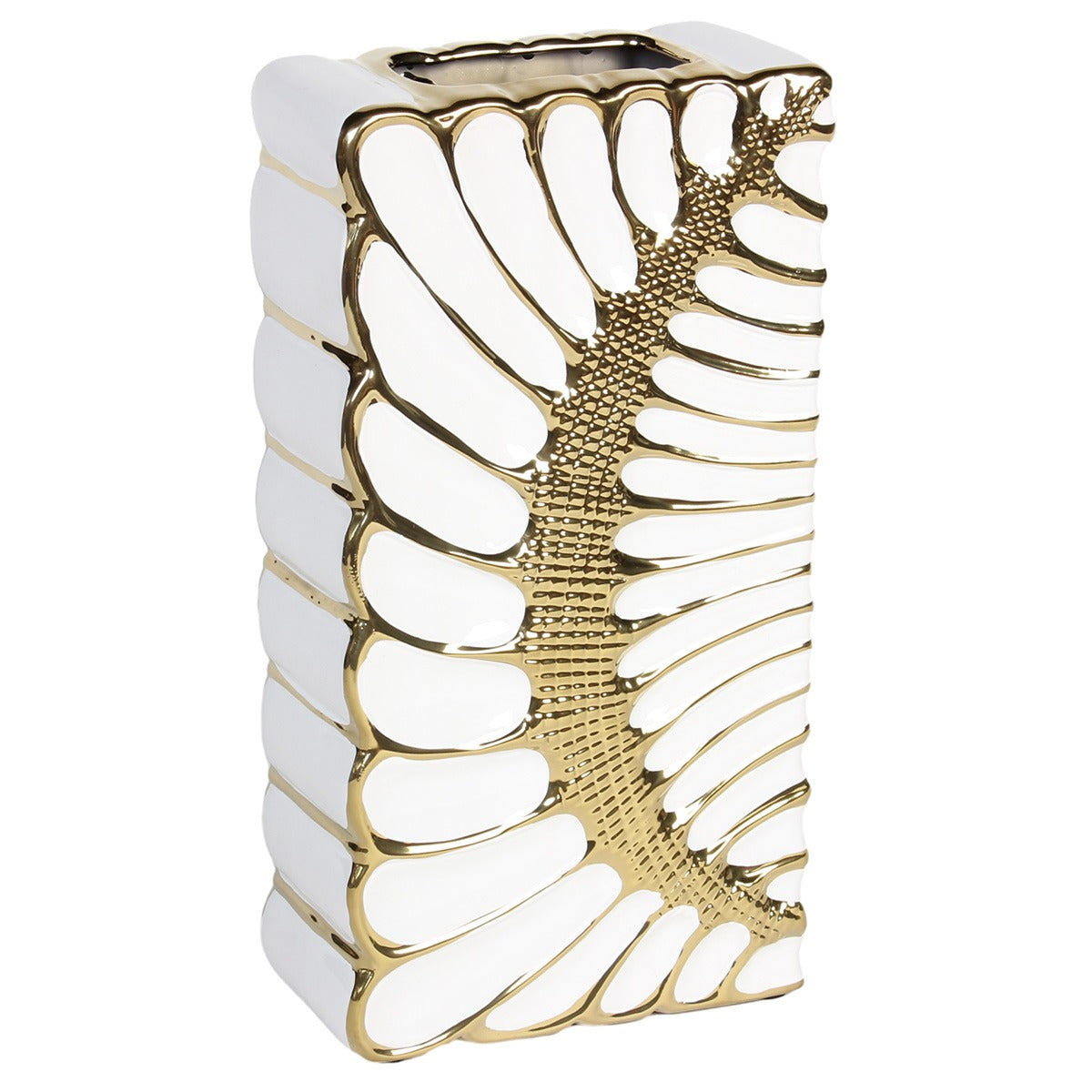 WHITE & GOLDEN DESIGN CERAMIC VASE (SET OF 3)
