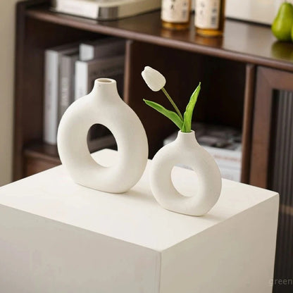 CERAMIC DOUNT SHAPE VASES (SET OF 2)