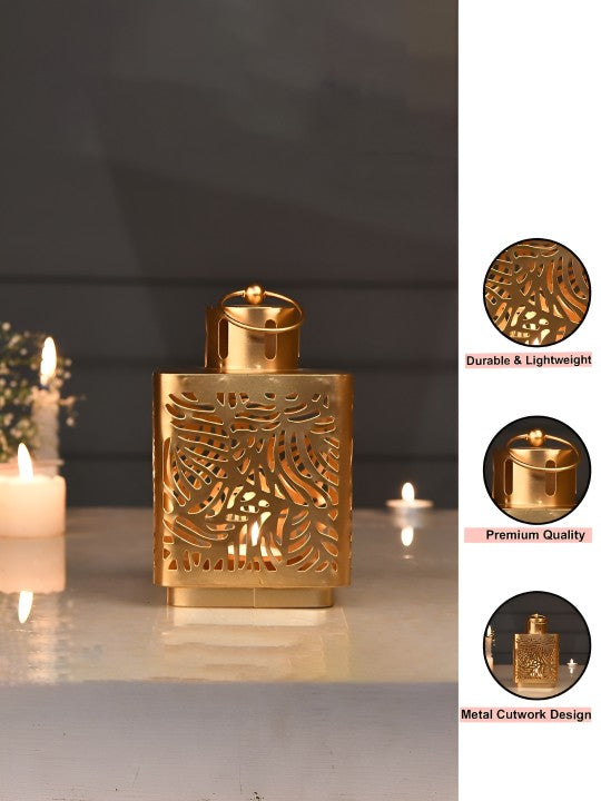 LEAF TEXTURED METALLIC CANDLE HOLDER
