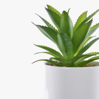 WHITE PLANTER WITH PERCHED TERRACOTTA POT