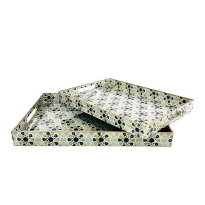 FLORAL RECTANGULAR TRAY (SET OF 2)