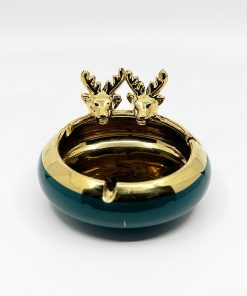 CERAMIC DOUBLE DEER ASHTRAY