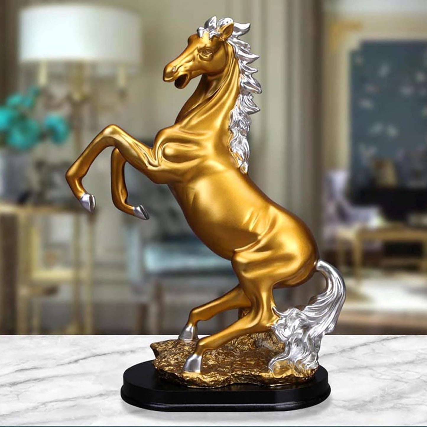 GOLDEN JUMPING HORSE STATUE