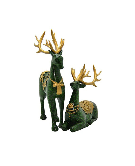 DECORATIVE GREEN DEER SCULPTURE (PAIR)