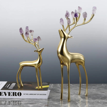 ANTIQUE BRASS DEER STATUE (SET OF 2)