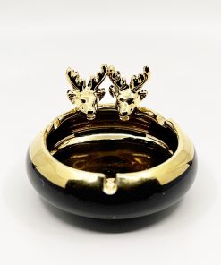 CERAMIC DOUBLE DEER ASHTRAY