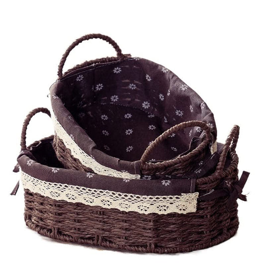 OVAL HANDWOVEN STORAGE BASKETS (SET OF 2)