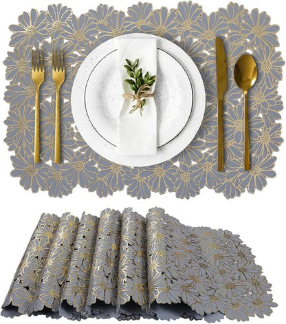 RECTANGULAR FLOWER DESIGN PLACE MATS (2 PCS)