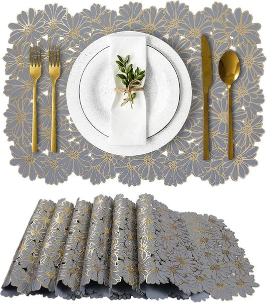 RECTANGULAR FLOWER DESIGN PLACE MATS (2 PCS)