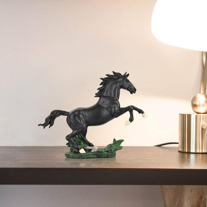 BLACK JUMPING HORSE STATUE