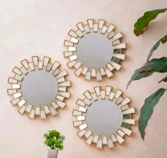 GOLDEN WALL HANGING MIRROR (3 PCS)