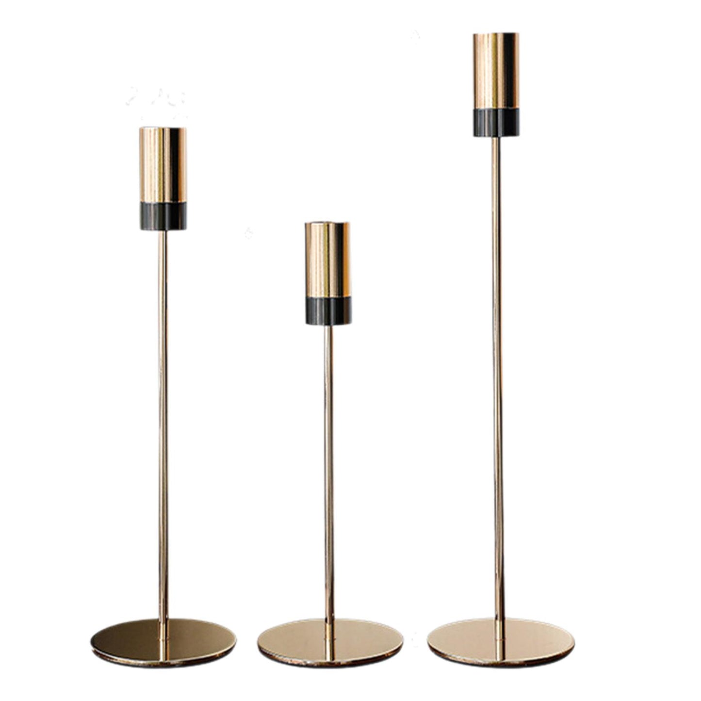 GOLDEN METALLIC CANDLE HOLDERS (3 PCS)