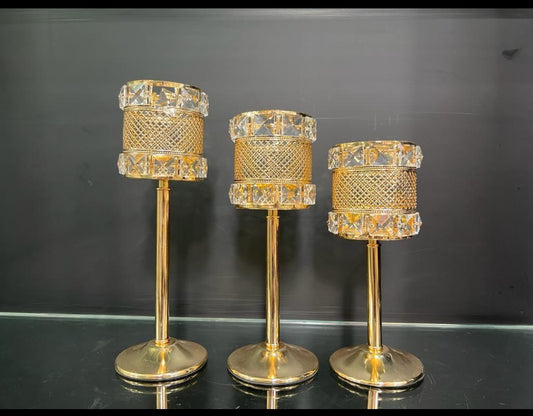 GOLDEN CANDLE HOLDER (SET OF 3)