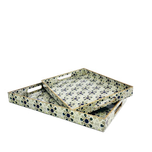 FLORAL RECTANGULAR TRAY (SET OF 2)