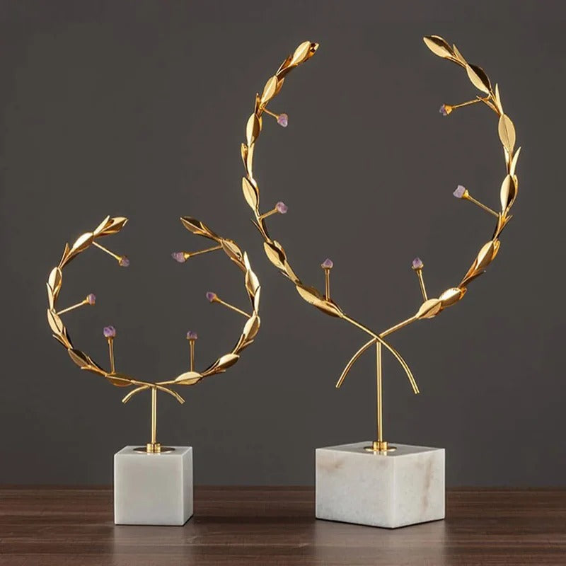 METALLIC ORNAMENT WITH MARBLE BASE
