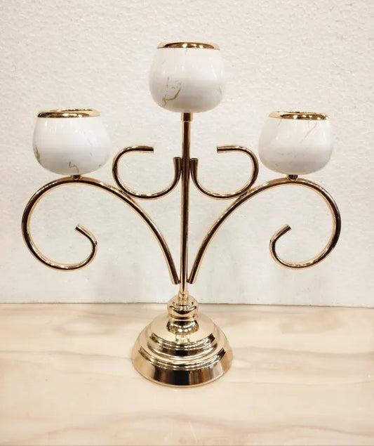 3 ARMS CANDLE HOLDER WITH METAL STAND