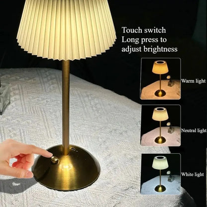 ELEGANT GOLD TABLE LAMP WITH PLEATED SHADE