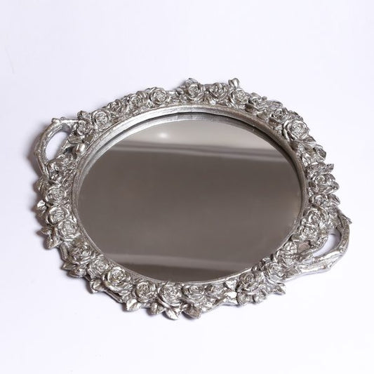 SILVER FLORET MIRROR TRAY