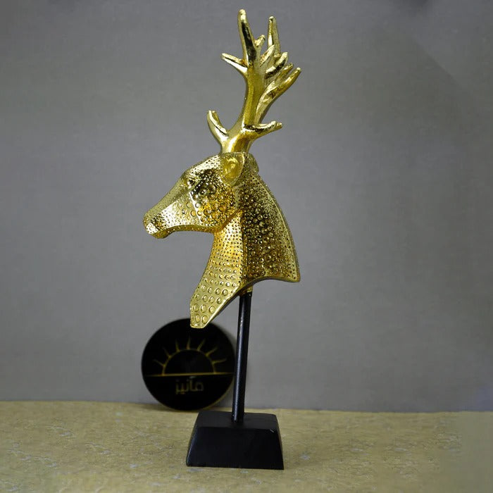 GOLDEN DEER STATUE WITH STAND