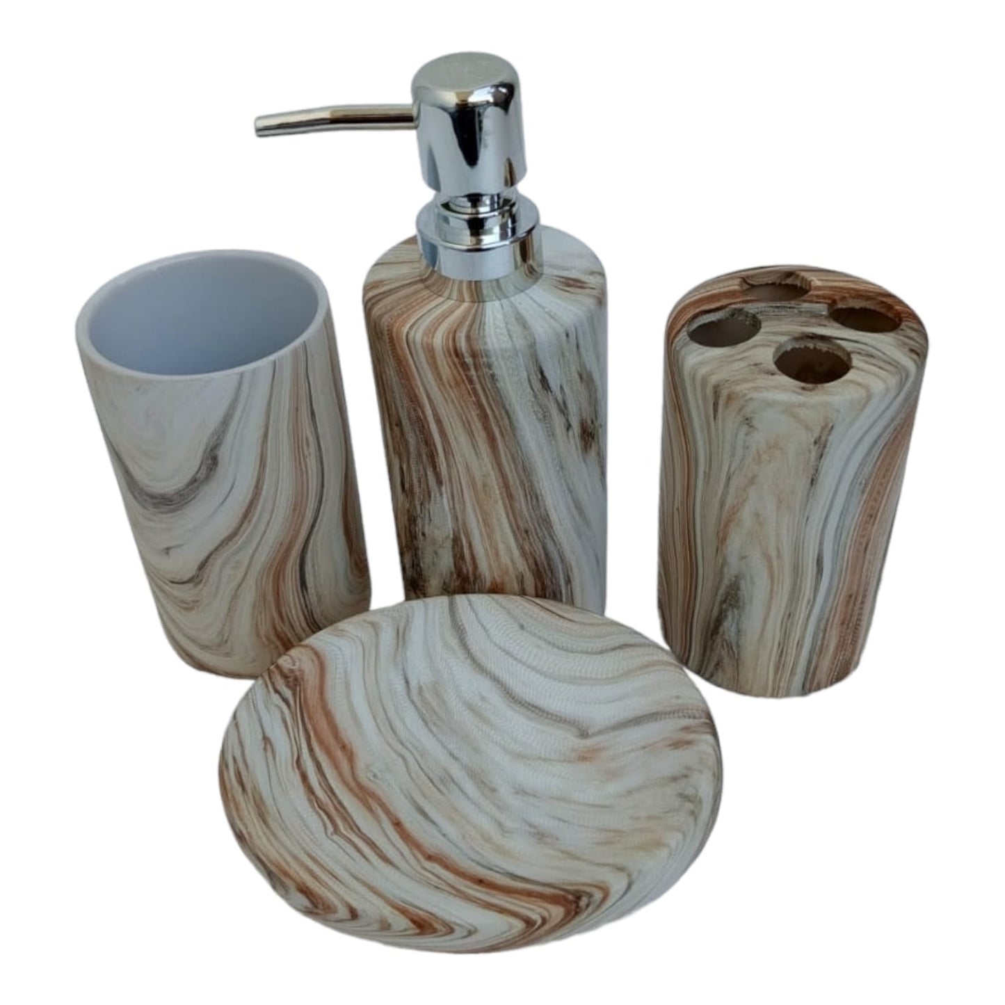 WOOD DESIGN CERAMIC BATH SET