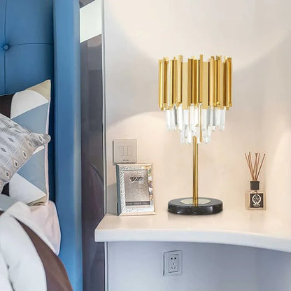 CRYSTAL BARS GOLDEN TABLE LAMP
