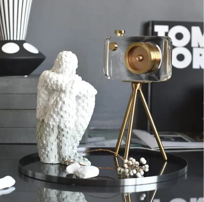 BRASS & CRYSTAL CAMERA DECOR (Set of 2)