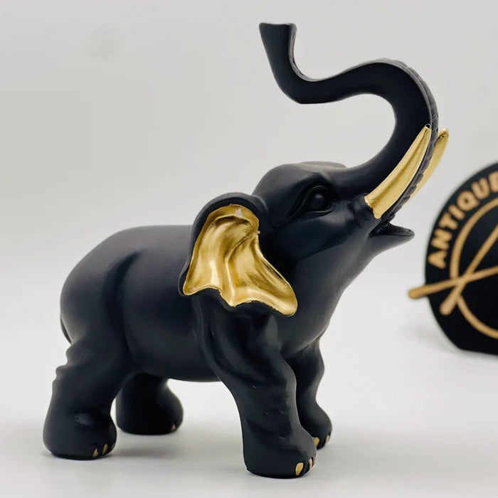 RESIN BLACK ELEPHANT STATUE (SET OF 2)