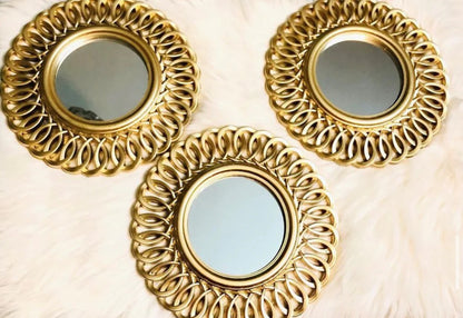 GOLDEN WALL HANGING MIRROR (3 PCS)