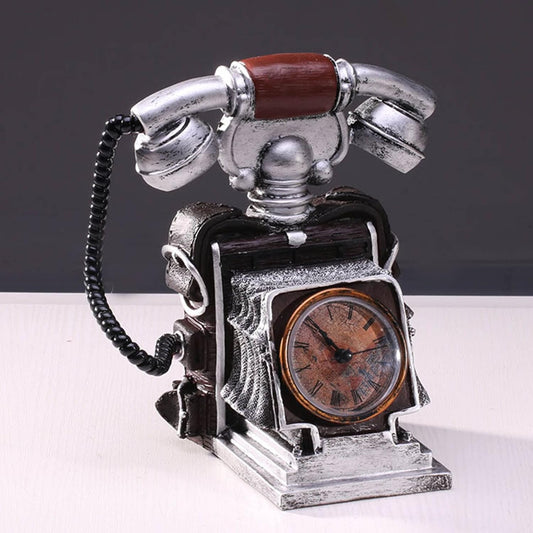 DECORATIVE VINTAGE TELEPHONE WITH CLOCK