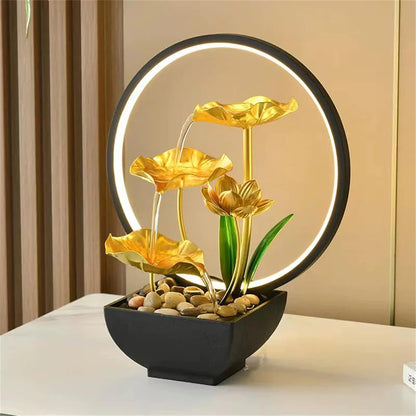 WATERFALL FOUNTAIN WITH LED RING LIGHT