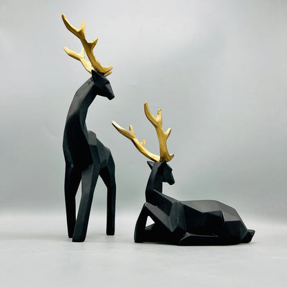 BLACK DEER SCULPTURE (PAIR)